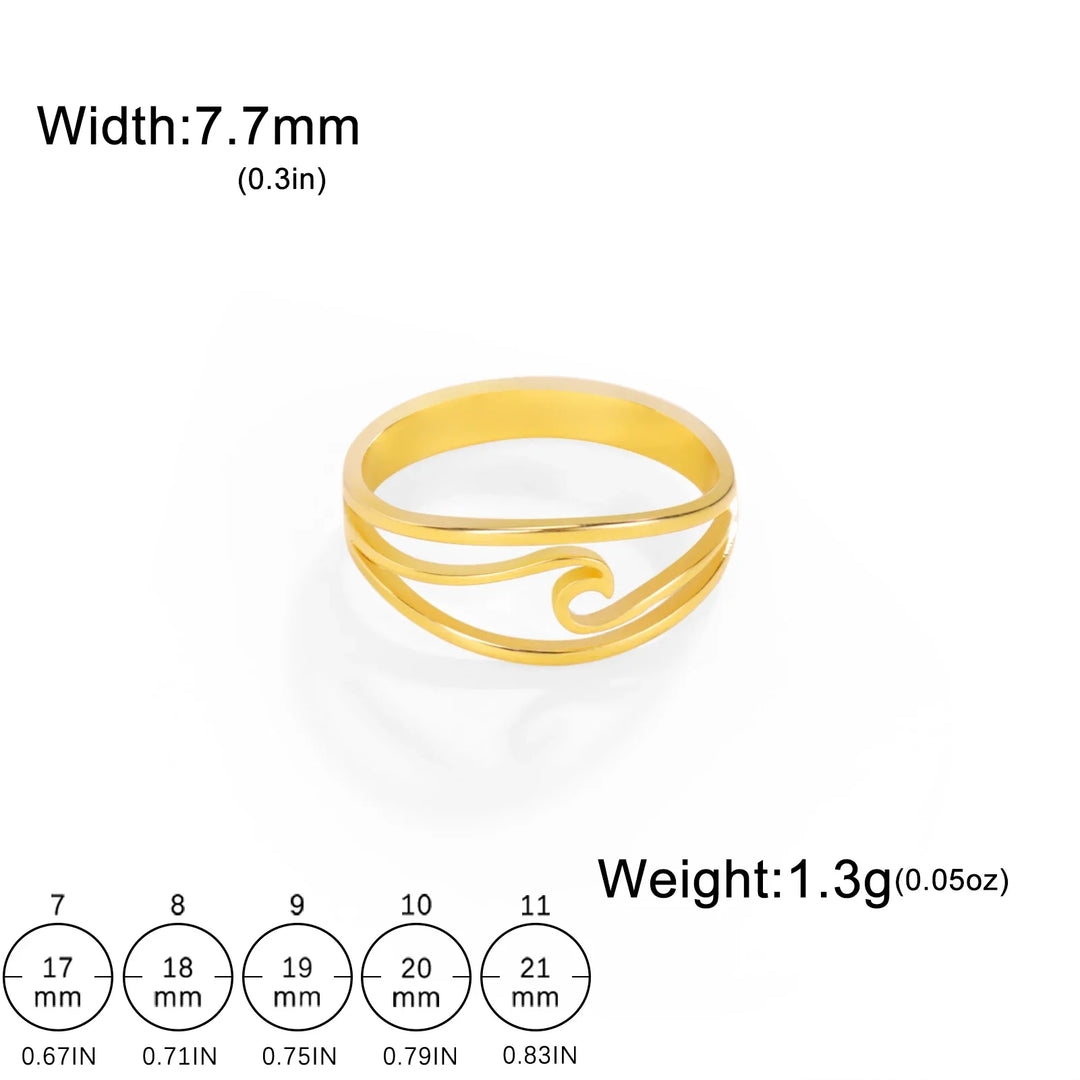Gold Plated Ocean Wave Ring