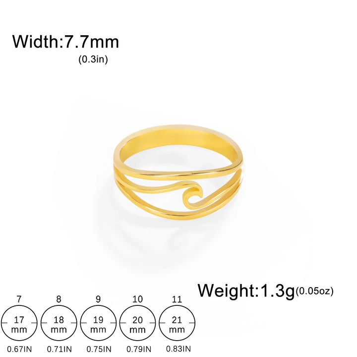 Gold Plated Ocean Wave Ring