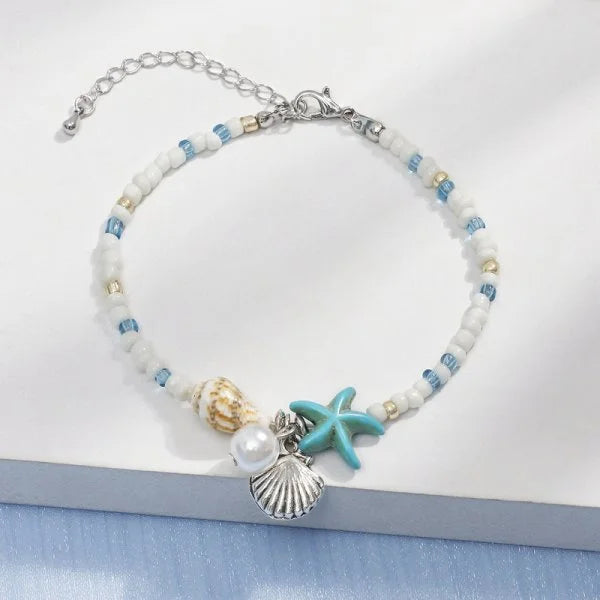 Woven Shell, Star & Turtle Bracelet