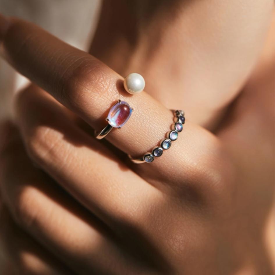 Silver Azure Drop Ring
