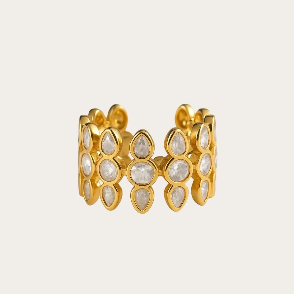 Gold Sea Drop Reflections Ring