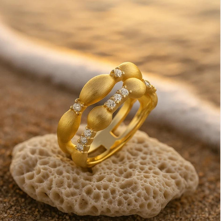 Dual Golden Sand Shell Ring