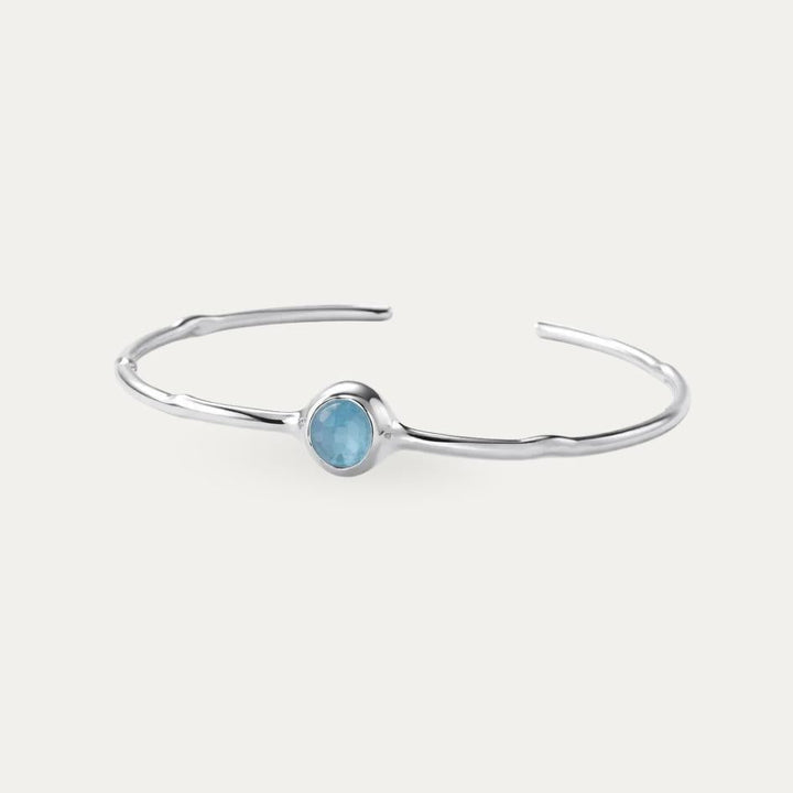 Silver Blue Moonstone Wave Bracelet