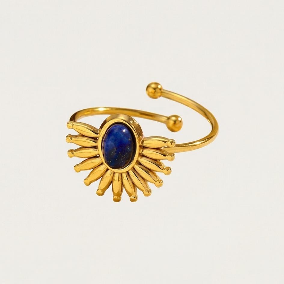 Gold Sun Lapis Ring