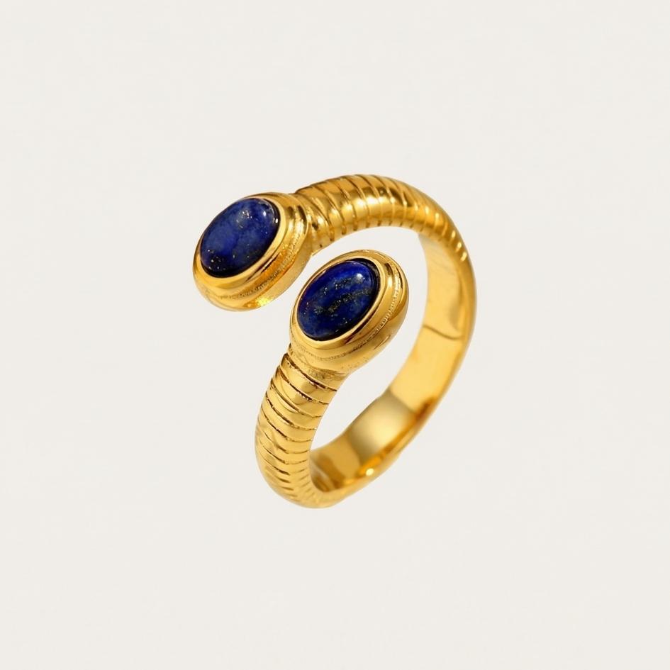 Twin Lapis Wave Ring