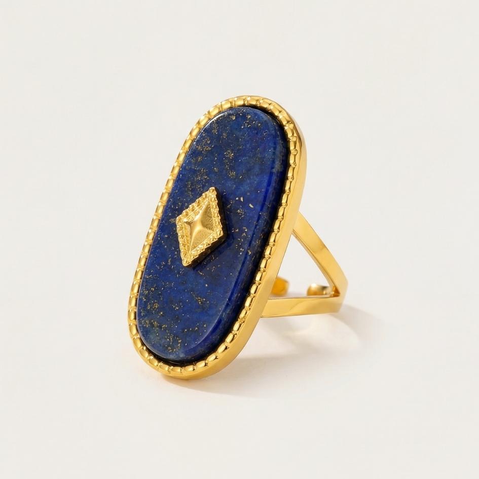 Golden Lapis Lazuli Seal Ring