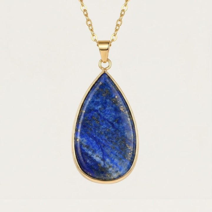 Golden Lapis Ocean Drop Necklace