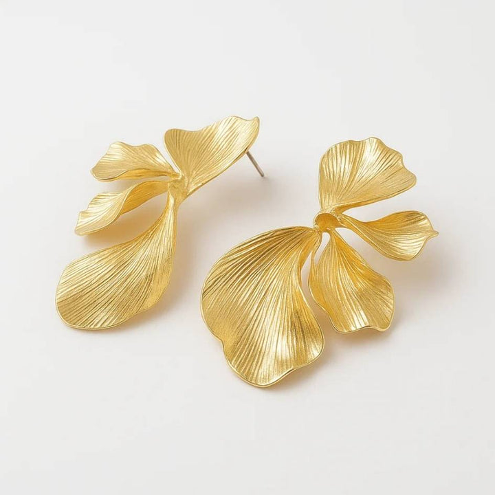 Golden Petal Drop Earrings