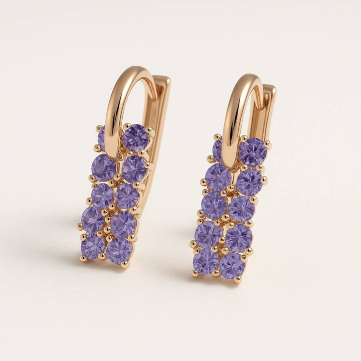 Golden Lilac Cascade Drop Earrings