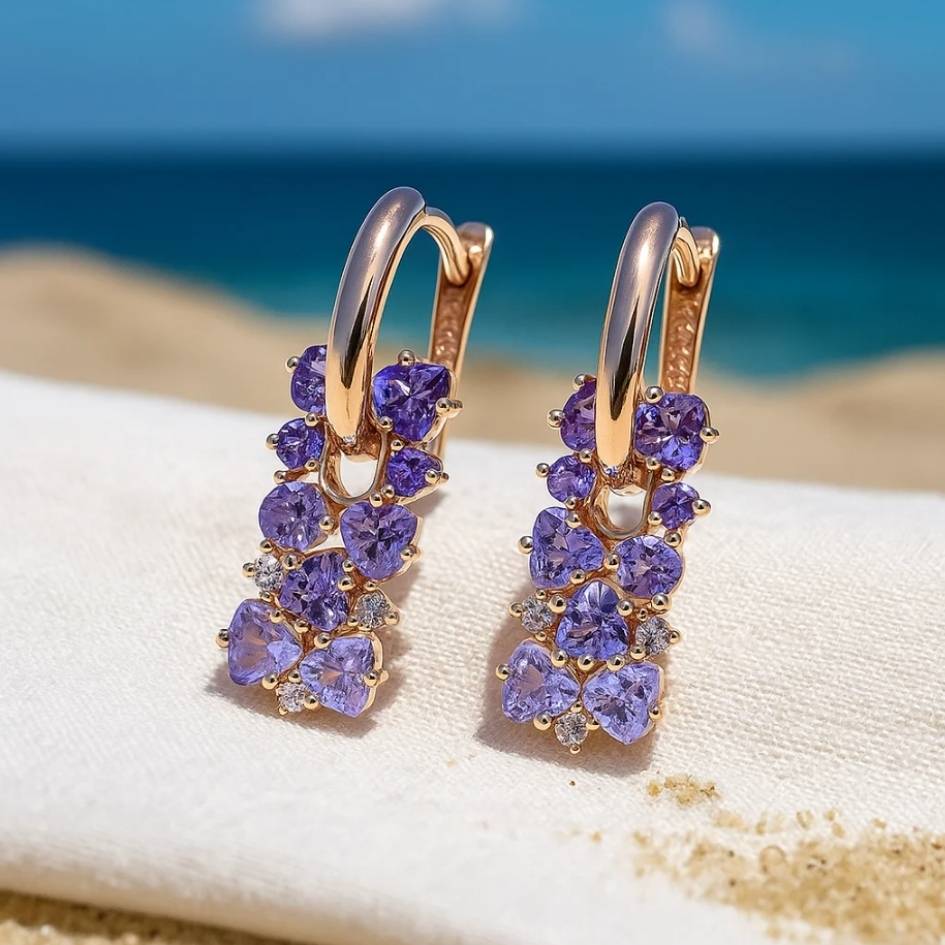 Golden Lilac Cascade Drop Earrings
