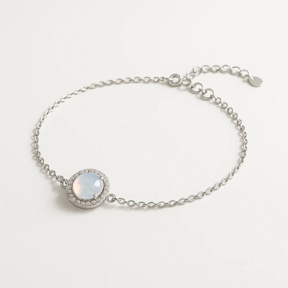 Silver Iridescent Moonstone Bracelet