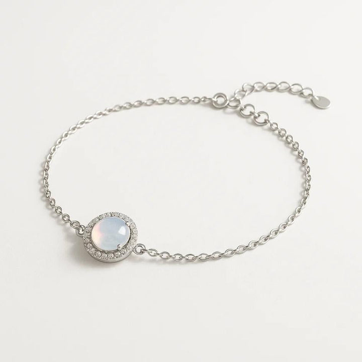 Silver Iridescent Moonstone Bracelet