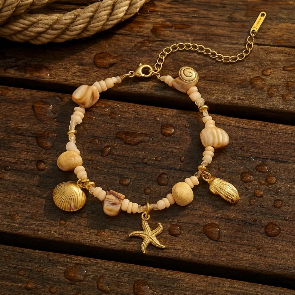 Gold Seashell & Starfish Bracelet