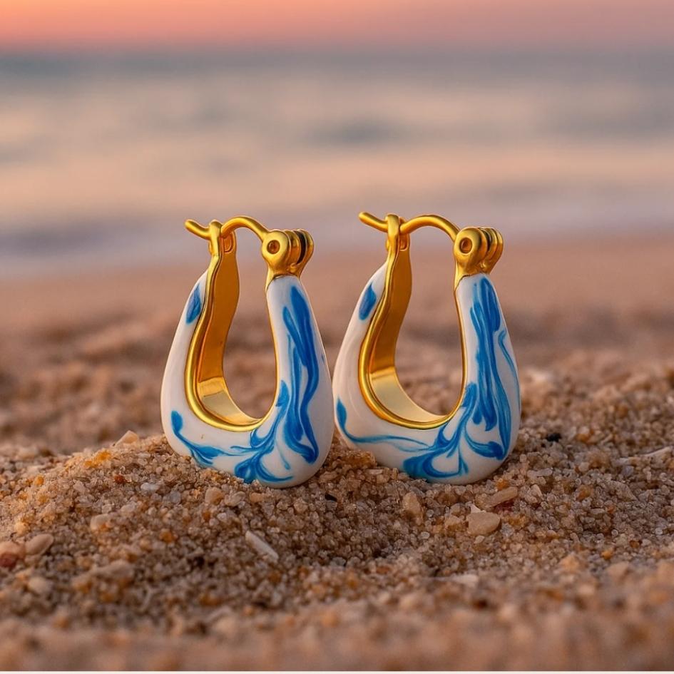 Golden Sea Foam Earrings