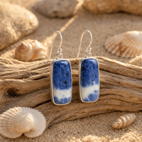 Blue Veined Stone Earrings